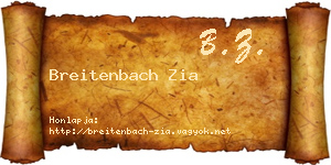Breitenbach Zia névjegykártya